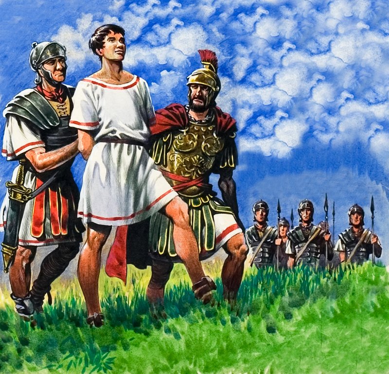 Jonge Brit gearresteerd door Romeinse soldaten door Peter Jackson