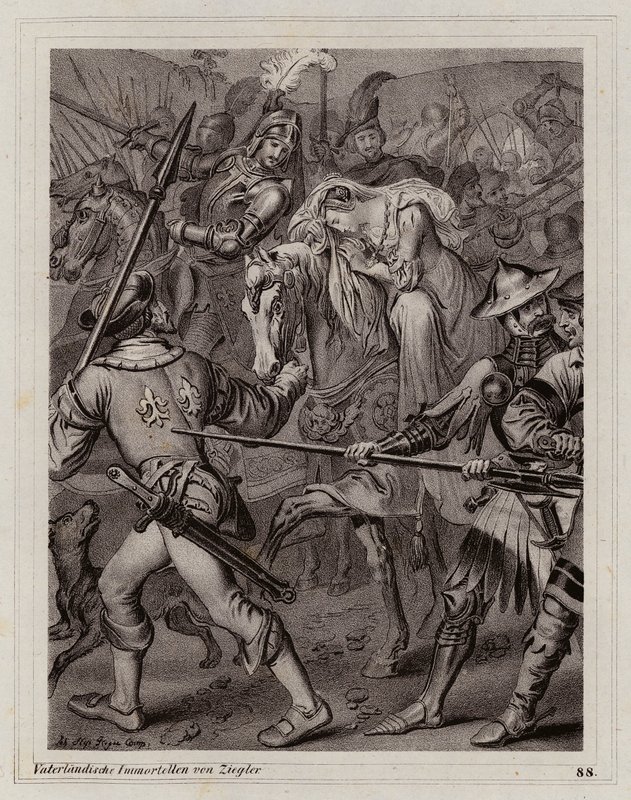 Anna van Bretagne, koningin-gemalin van Karel VIII van Frankrijk door Peter Johann Nepomuk Geiger