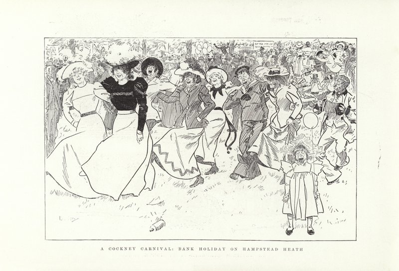 Een Cockney Carnaval, bank holiday op Hampstead Heath door Phil May