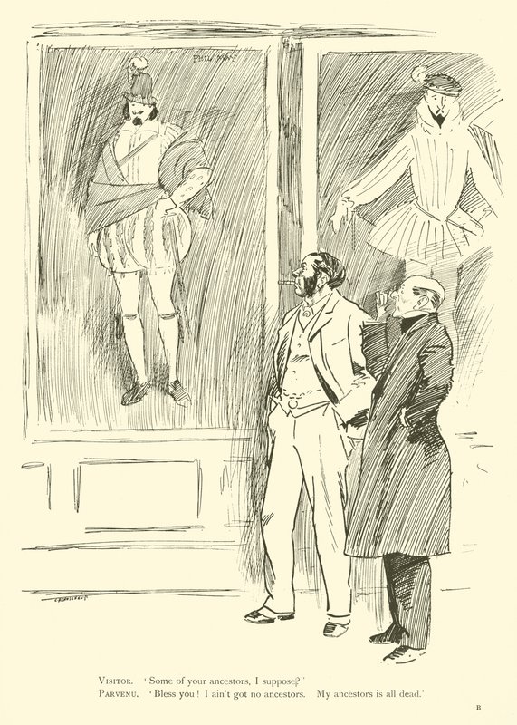 Cartoon door Phil May, uit de jaren 1890 door Phil May