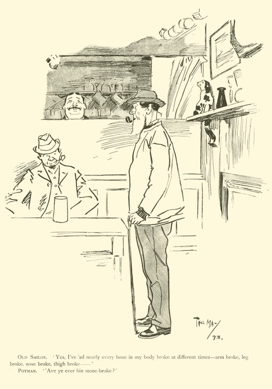 Cartoon door Phil May, uit de jaren 1890 door Phil May