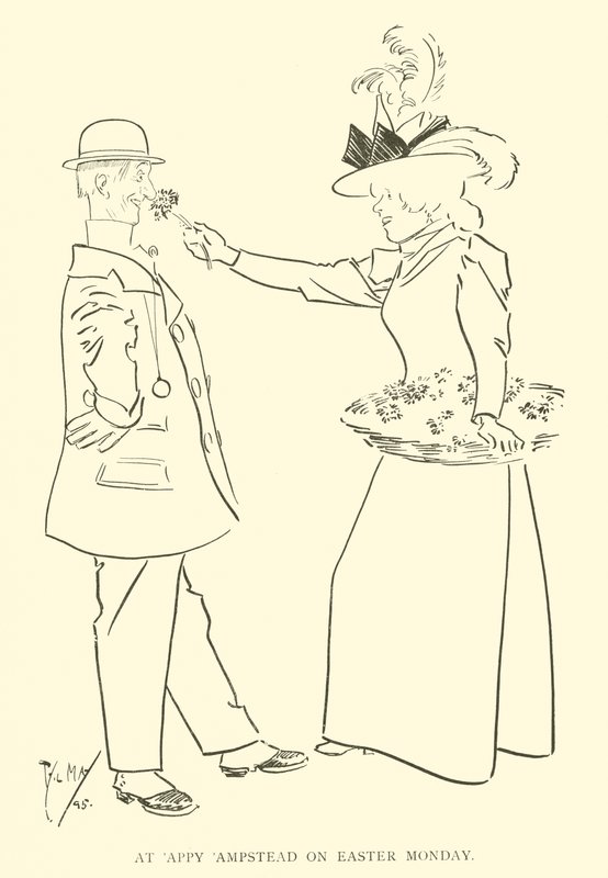 Cartoon door Phil May, uit de jaren 1890 door Phil May