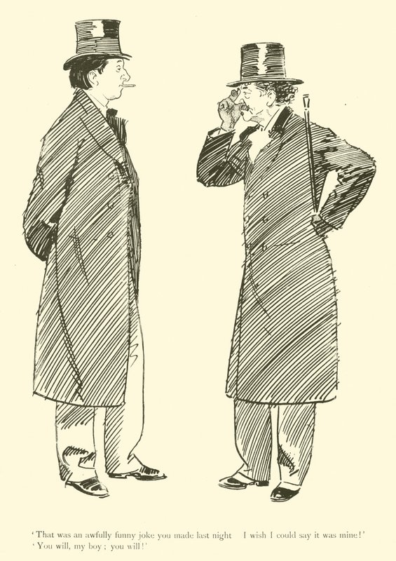 Cartoon door Phil May, uit de jaren 1890 door Phil May