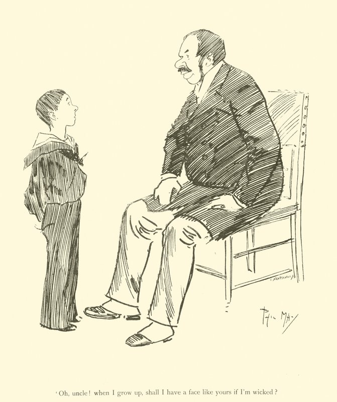 Cartoon door Phil May, uit de jaren 1890 door Phil May