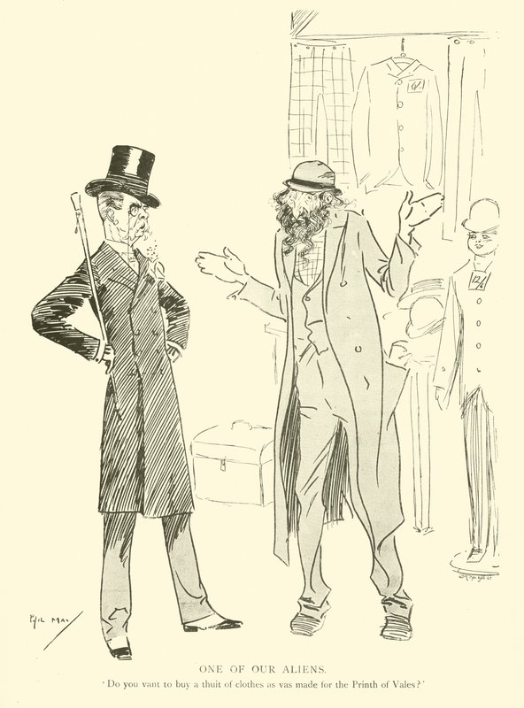Cartoon door Phil May, uit de jaren 1890 door Phil May