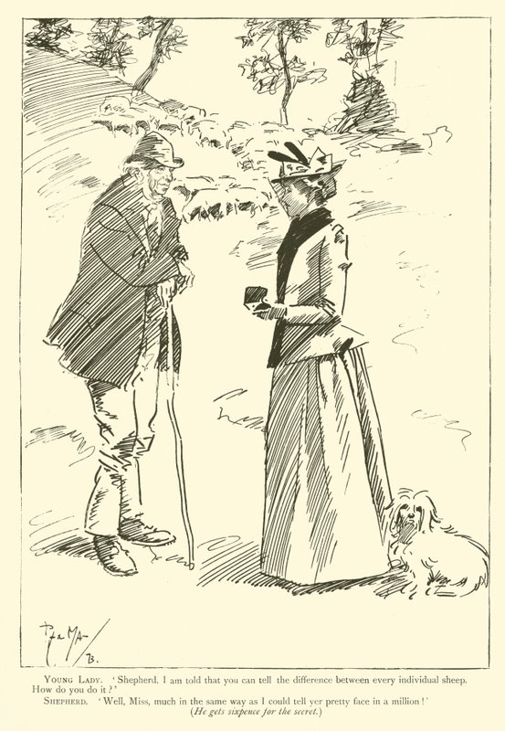 Cartoon door Phil May, uit de jaren 1890 door Phil May