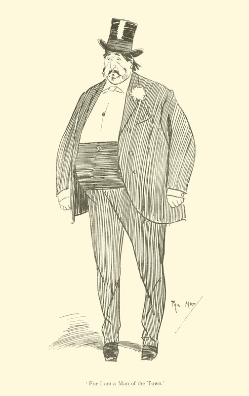 Cartoon door Phil May, uit de jaren 1890 (litho) door Phil May