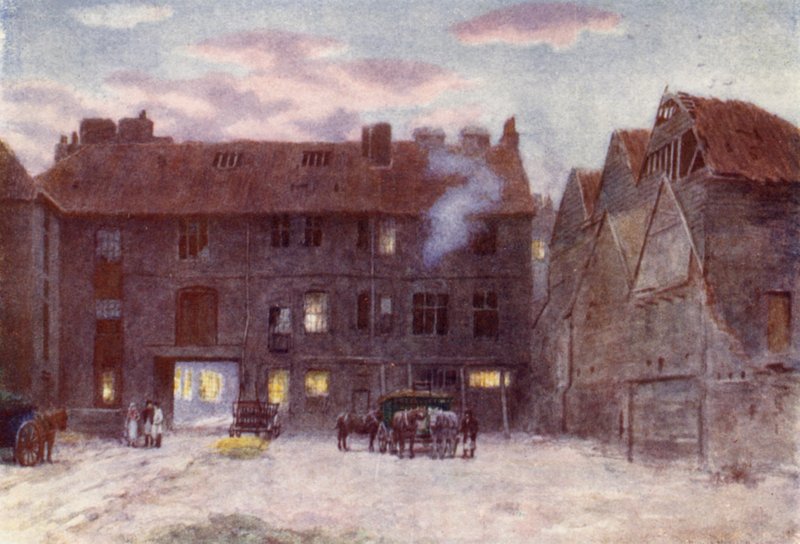 Achterkant van White Hart Inn, Southwark, 1884 door Philip Norman