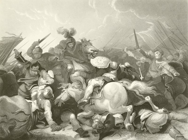 Slag bij Bosworth Field door Philippe-Jacques de Loutherbourg