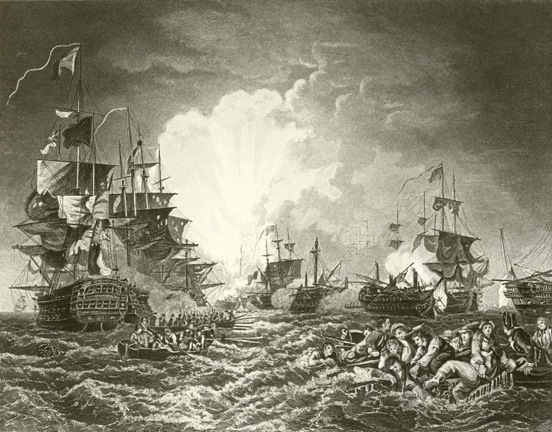 De Slag bij de Nijl door Philippe Jacques de Loutherbourg