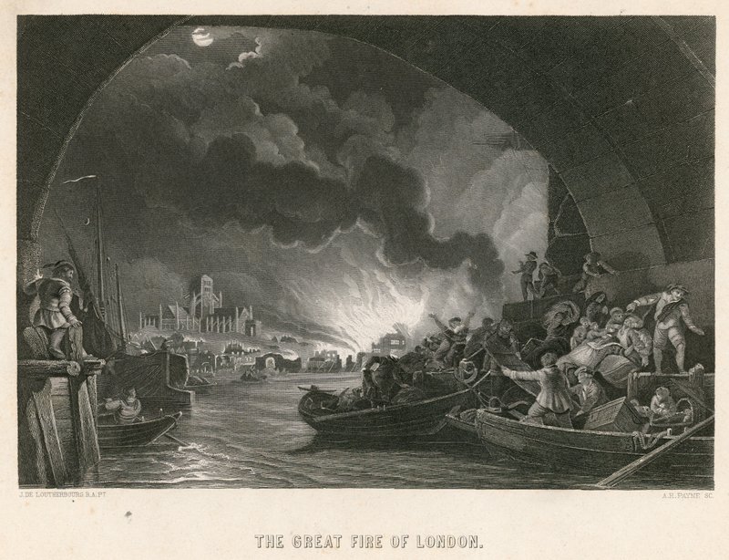 De Grote Brand van Londen door Philippe Jacques de Loutherbourg