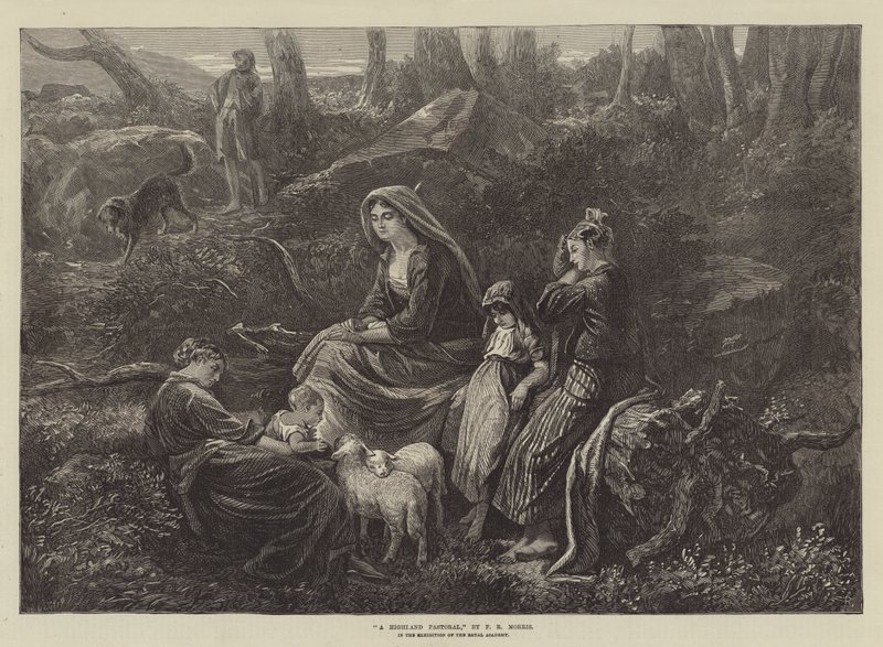Een Highland Pastoraal, in de tentoonstelling van de Royal Academy door Phillip Richard Morris