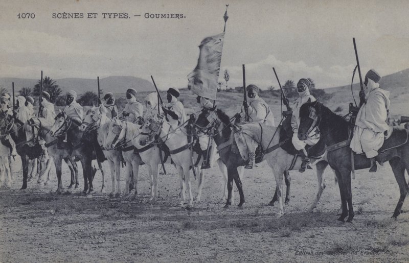 Marokkaanse Goumiers, moslimsoldaten die dienden onder het Franse leger van Afrika (zw/w foto) door Photographer French