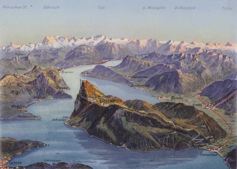 Burgenstock en het Vierwoudstedenmeer (kleurenfoto) door Photographer Swiss
