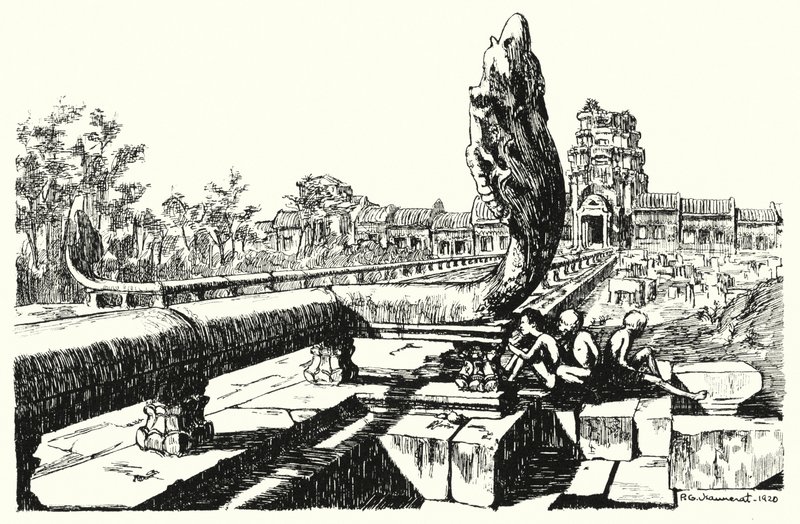 In het park van Angkor Vat, de westelijke Gopuras door Pierre Jeannerat de Beerski
