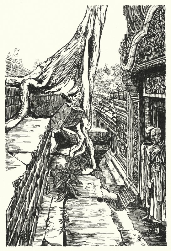 Op de Tweede Verdieping, Baphuon (gravure) door Pierre Jeannerat de Beerski