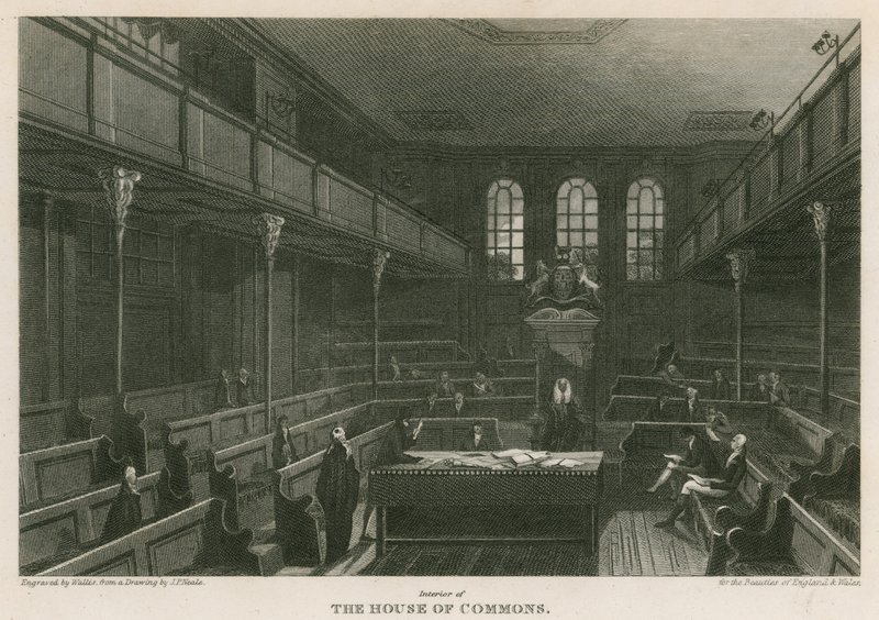 Interieur van het Lagerhuis, Westminster, Londen door Pieter Jansz. Quast