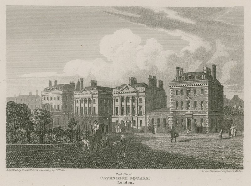 Noordzijde van Cavendish Square, Londen door Pieter Jansz. Quast