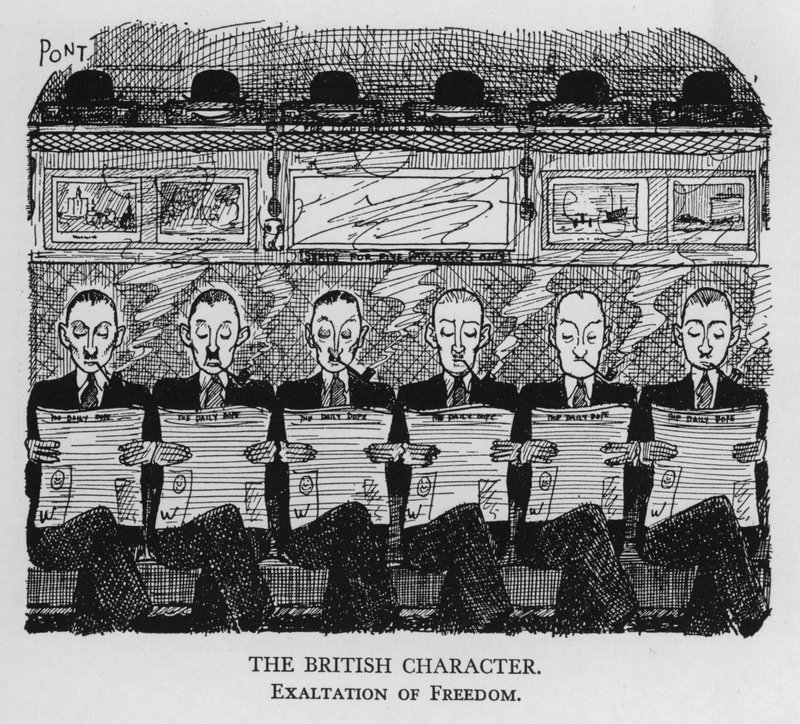 Het Britse karakter; verheffing van vrijheid (litho) door Pont