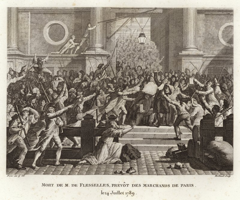 De dood van Jacques de Flesselles door Prieur
