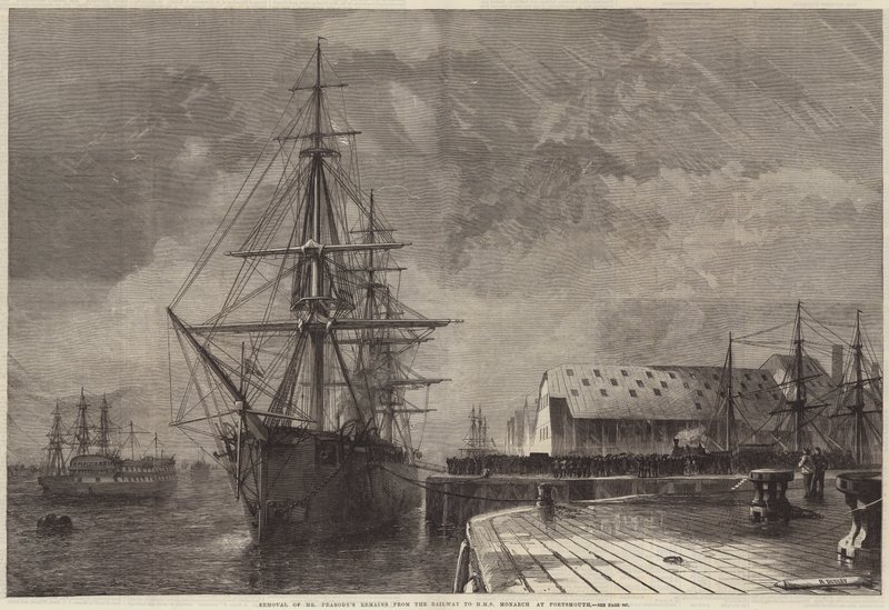 Verwijdering van de stoffelijke resten van Mr Peabody van de Spoorweg naar HMS Monarch in Portsmouth door R. Dudley