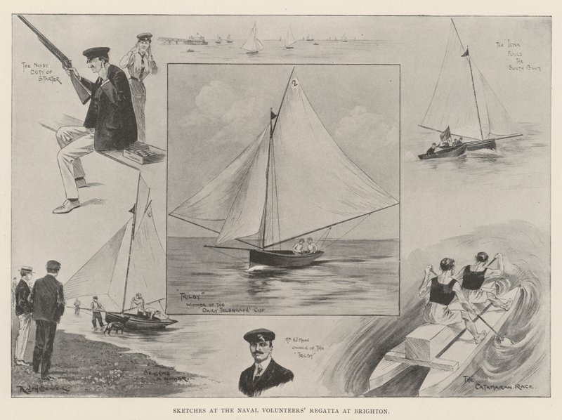 Schetsen bij de Regatta van de Marine Vrijwilligers in Brighton door Ralph Cleaver