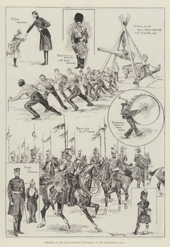 Schetsen op het Royal Military Tournament in de Agricultural Hall door Ralph Cleaver