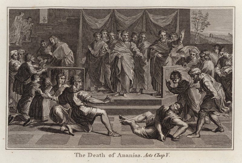 Raphael cartoon: De Dood van Ananias, Handelingen, Hoofdstuk V door after Raphael