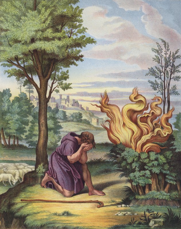 Mozes en de brandende struik door after Raphael