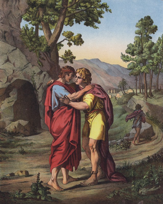 De laatste ontmoeting van David en Jonathan door after Raphael