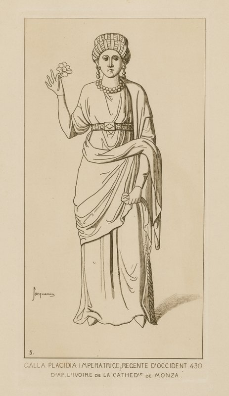 Galla Placidia keizerin, regent van het westen, 430. Naar het ivoor van de kathedraal van Monza door Raphael Jacquemin
