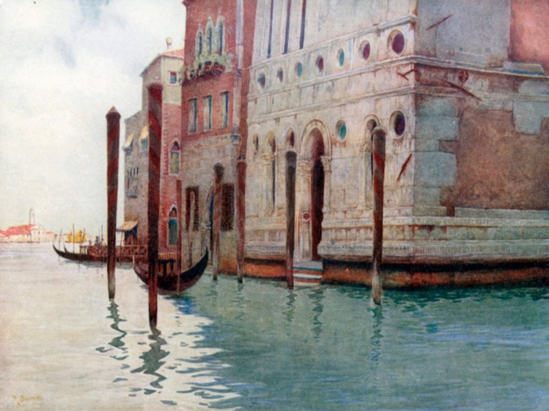 Hoek van het Palazzo Dario (kleurenlitho) door Reginald Barratt