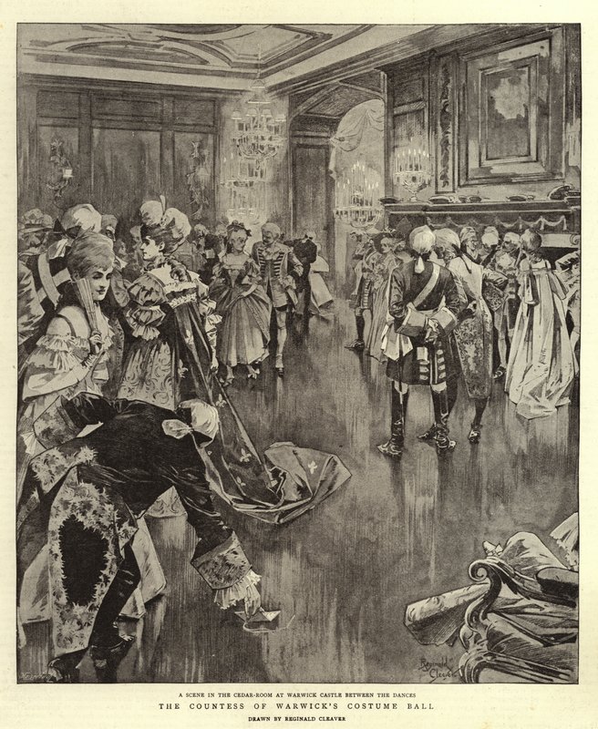 Het gekostumeerd bal van de gravin van Warwick (litho) door Reginald Thomas Cleaver