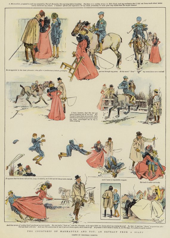 De verkering van Marmaduke en Tot, een uittreksel uit een dagboek (chromolitho) door Reginald Thomas Cleaver