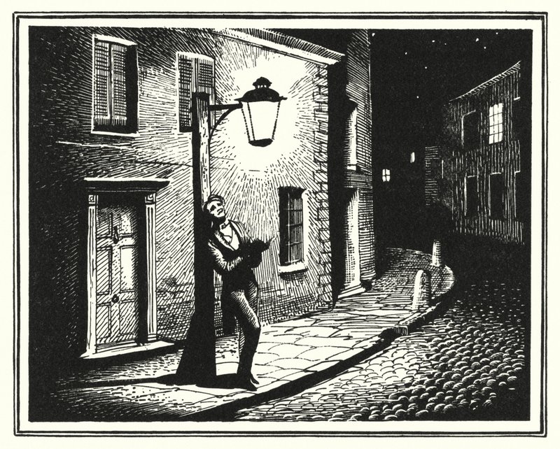 Hans Christian Andersen: De oude straatlantaarn door Rex (after) Whistler