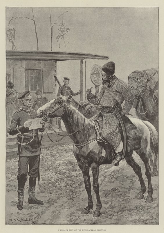Een Kozakkenpost aan de Russisch-Afghaanse Grens door Richard Caton Woodville junior