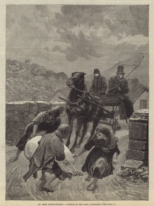 Een Ierse obstructieveling, een schets op de weg, Connemara door Richard Caton Woodville junior