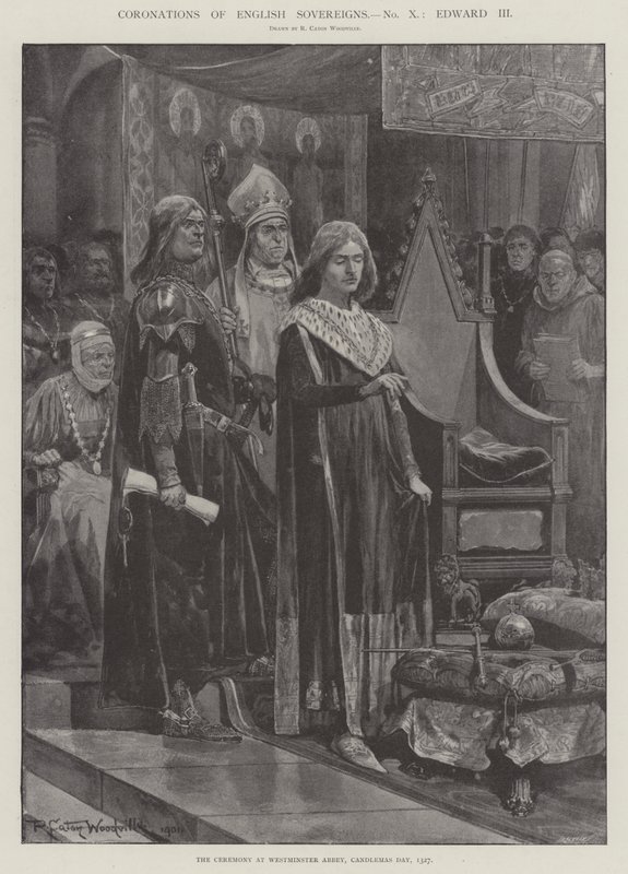 Kroningen van Engelse Soevereinen, Edward III door Richard Caton Woodville junior