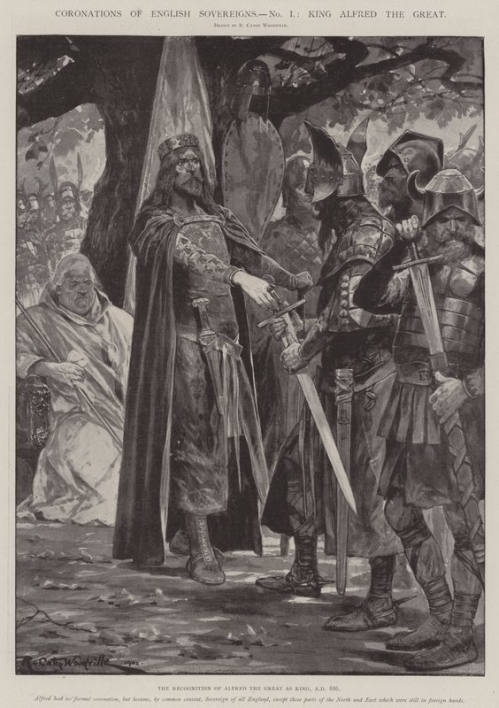 Kroningen van Engelse Soevereinen, Koning Alfred de Grote door Richard Caton Woodville junior