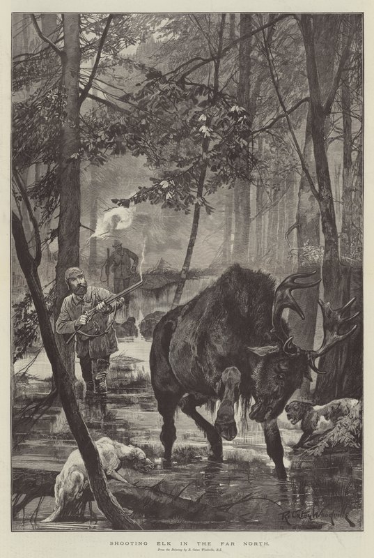 Elk Jagen in het Verre Noorden door Richard Caton Woodville junior