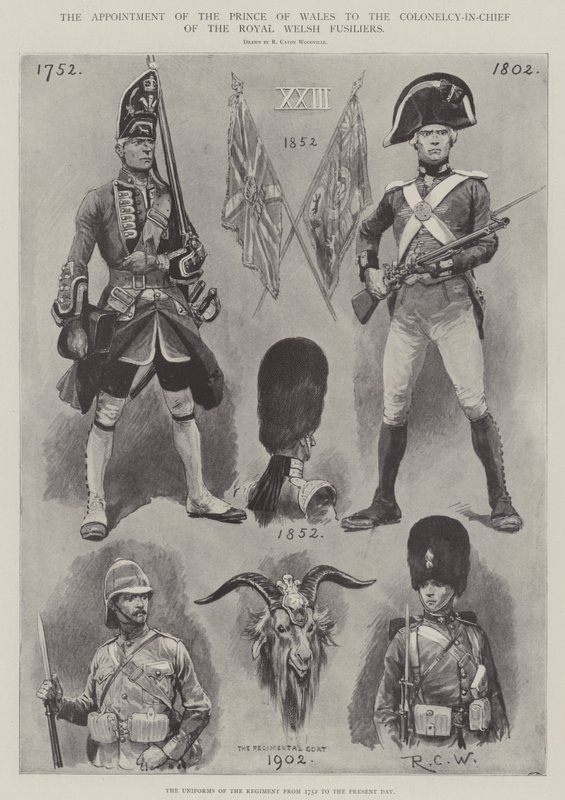 De Benoeming van de Prins van Wales tot Kolonel-in-Chief van de Royal Welsh Fusiliers door Richard Caton Woodville junior