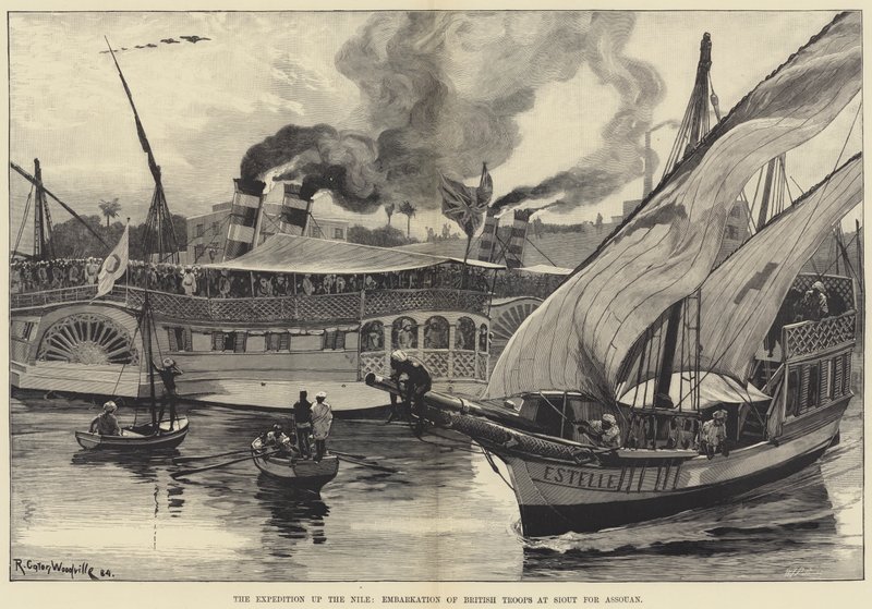 De Expeditie op de Nijl, Inscheping van Britse Troepen in Siout voor Assouan door Richard Caton Woodville junior