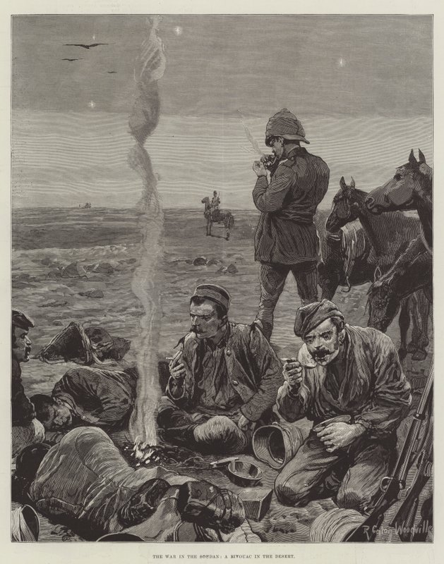 De oorlog in de Soedan, een bivak in de woestijn door Richard Caton Woodville junior