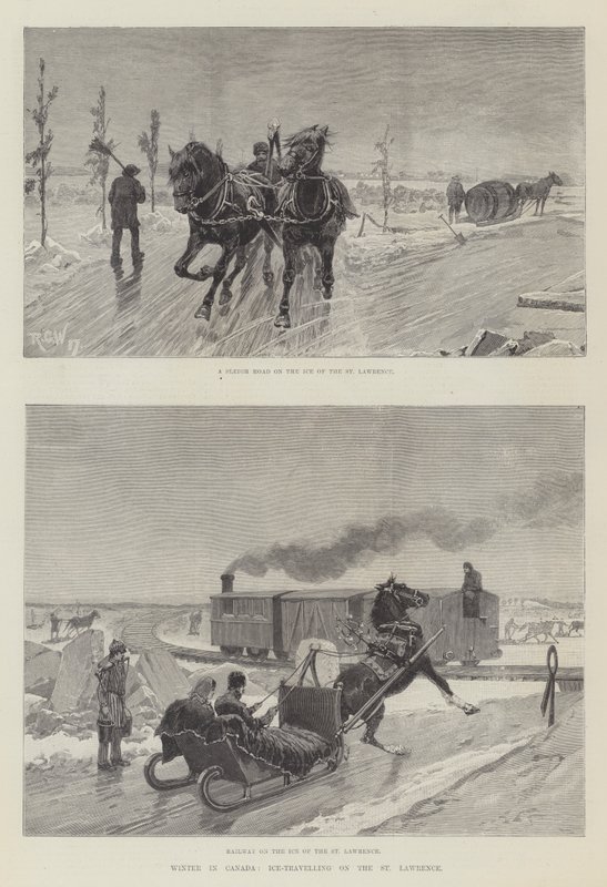 Winter in Canada, ijstravelling op de St. Lawrence door Richard Caton Woodville junior