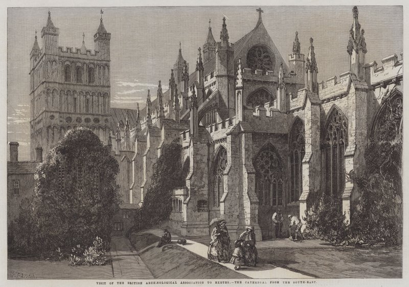 Bezoek van de British Archaeological Association aan Exeter, de kathedraal vanuit het zuidoosten door Richard Principal Leitch