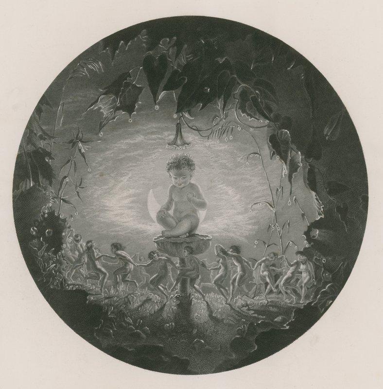 Puck en de feeën, Midzomernachtsdroom (gravure) door Richard (after) Dadd