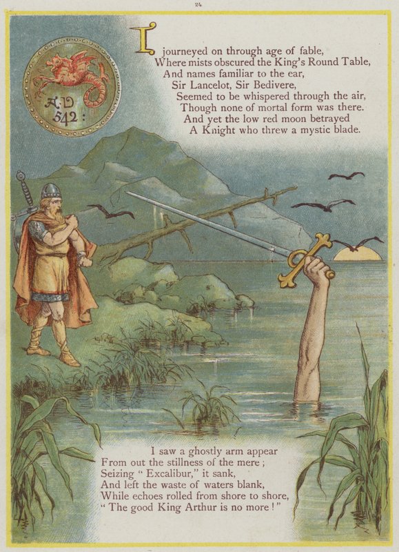 Pagina uit Upstream door Richard Andre, Koning Arthur en Excalibur door Richard Andre