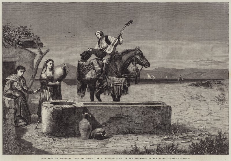De weg naar Gibraltar vanuit San Roque door Richard Ansdell