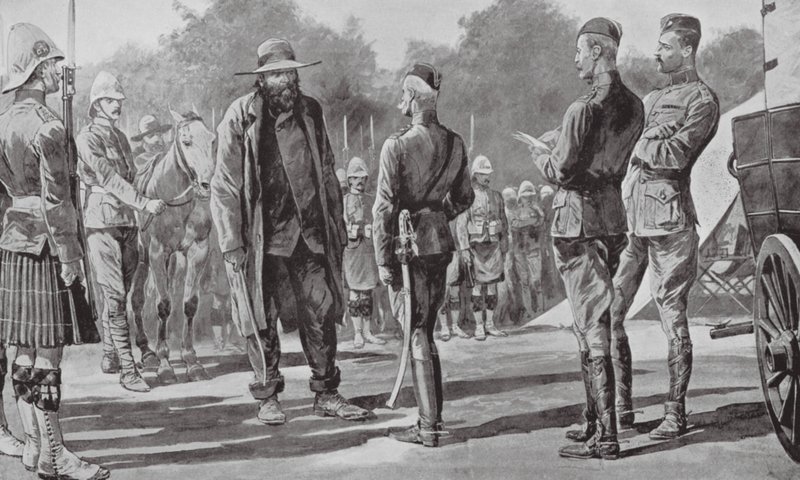 Commandant Cronje geeft zich over aan Lord Roberts door Richard Caton II (after) Woodville