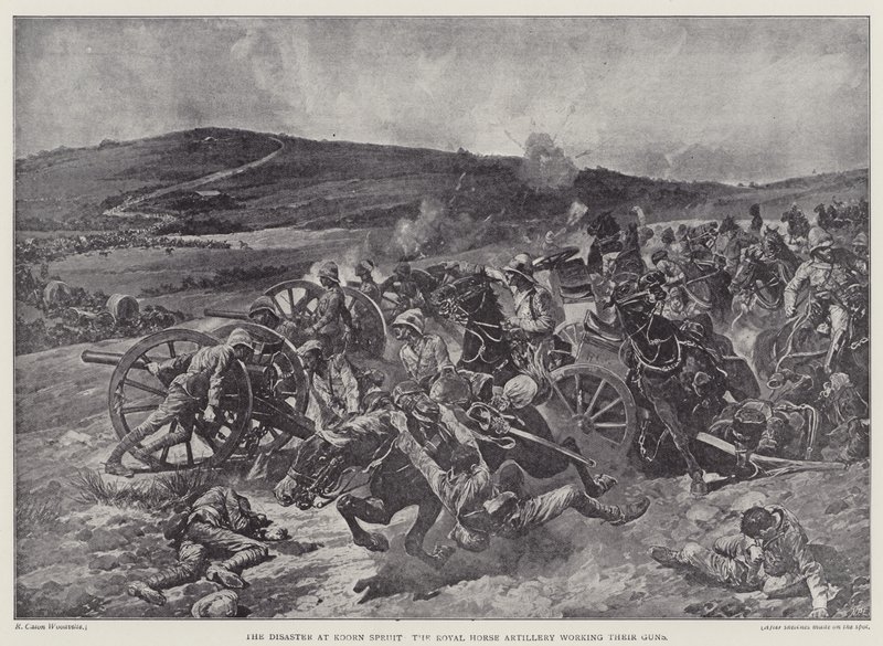 De ramp bij Koorn Spruit, de Koninklijke Rijdende Artillerie werkt hun kanonnen door Richard Caton II (after) Woodville